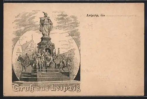 Lithographie Leipzig, Am Siegesdenkmal