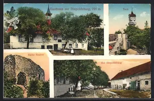 AK Bissingen / Teck, Gasthaus zur Diepoldsburg, Teck, Ruine Rauber