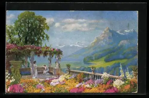 Künstler-AK Hermann Rüdisühli: Garten des Glücks