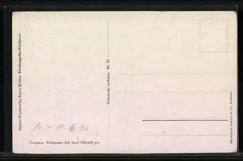 Künstler-AK Edward Theodore Compton: Königssee, Insel Christlieger