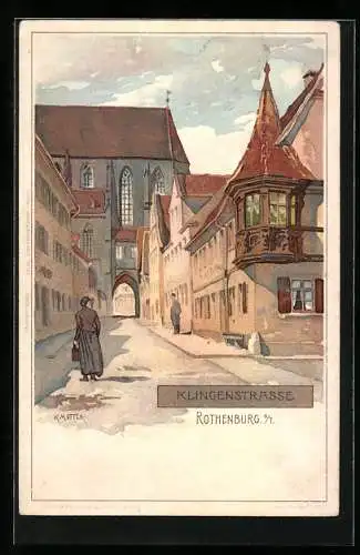 Künstler-AK K. Mutter: Rothenburg, Blick zur Klingenstrasse