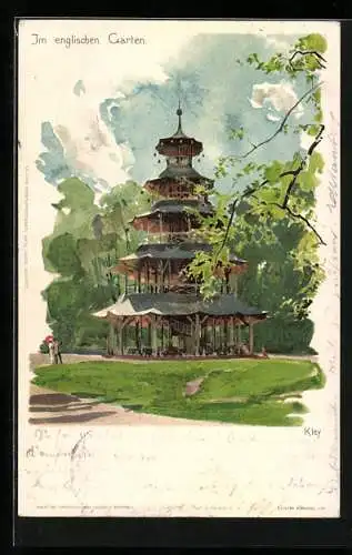 Künstler-AK Heinrich Kley: München, Englischer Garten, Pavillon