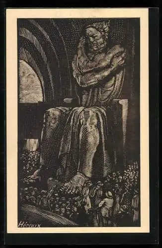 Künstler-AK Bruno Heroux: Leipzig, Völkerschlachtdenkmal, Duie Tapferkeit im Ruhmesmale