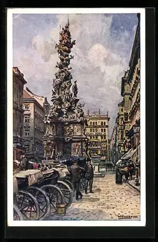 Künstler-AK Ernst Graner: Wien, Graben mit Dreifaltigkeitssäule