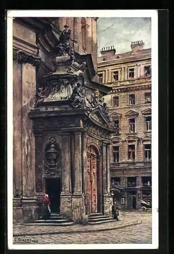 Künstler-AK Ernst Graner: Wien, vor dem Portal der Peterskirche