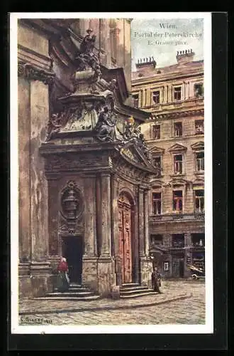 Künstler-AK Ernst Graner: Wien, Portal der Peterskirche