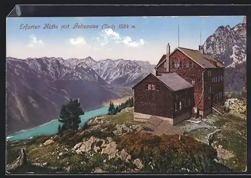 AK Erfurter Hütte am Achensee, Ansicht der Berghütte