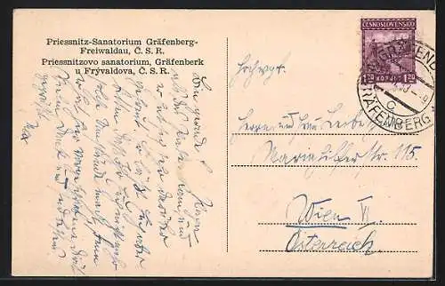 AK Freiwaldau, Blick auf das Priessnitz-Sanatorium
