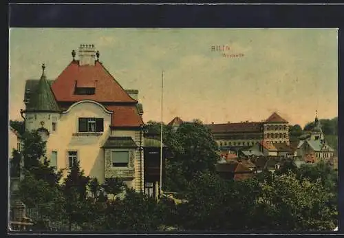 AK Bilin, Ortsansicht von oben, Westseite