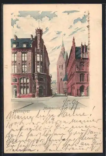 AK Hannover, Marktkirche und Rathaus