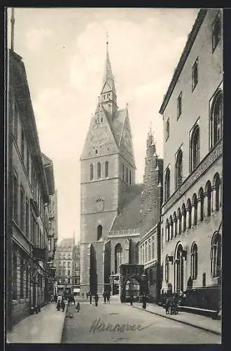 AK Hannover, Strassenpartie an der Marktkirche