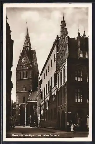 AK Hannover, Marktplatz und altes Rathaus