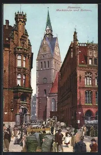 AK Hannover, Marktkirche und Rathaus