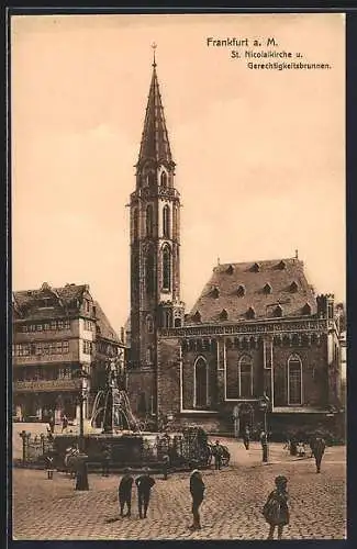 AK Alt-Frankfurt, St. Nicolaikirche und Gerechtigkeitsbrunnen