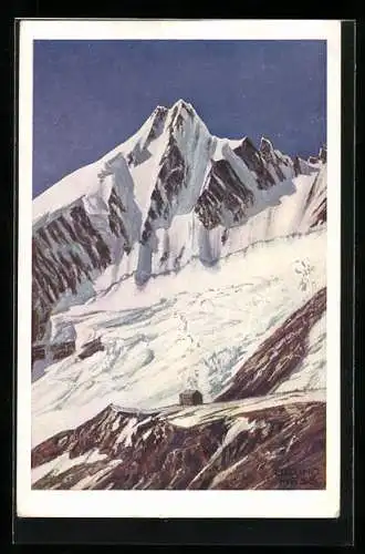 Künstler-AK Bruno Hess: Deutscher Schulverein NR 1521: Grossglockner mit Oberwalderhütte