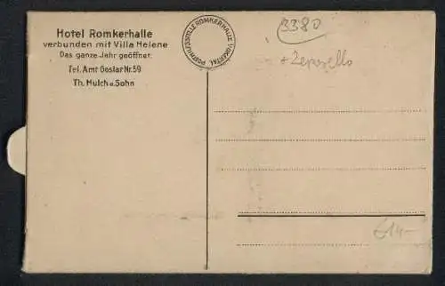 Zugbild-AK Okertal, Hotel Romkerhalle, Schlafender Löwe