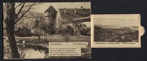 Leporello-AK Schmalkalden, Pulverturm, Schloss Wilhelmsburg, Ortsansicht