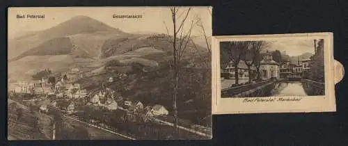 Zugbild-AK Bad Peterstal, Marienbad, Ortsansicht aus der Vogelschau