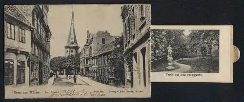 Zugbild-AK Wilster, Am Markt, Partie aus dem Stadtgarten