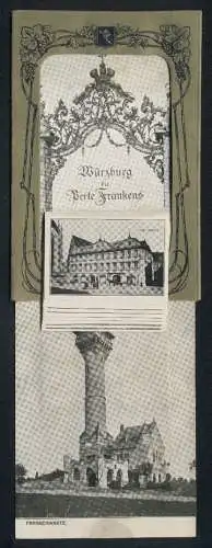 Zugbild-AK Würzburg, Frankenwarte, Ortsansicht von der Luitpoldbrücke