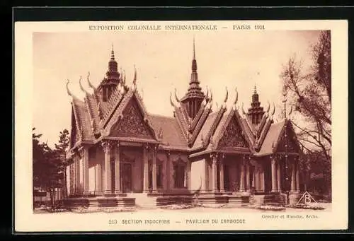 AK Paris, Exposition Coloniale Internationale 1931, Section Indochine, Pavillon du Cambodge