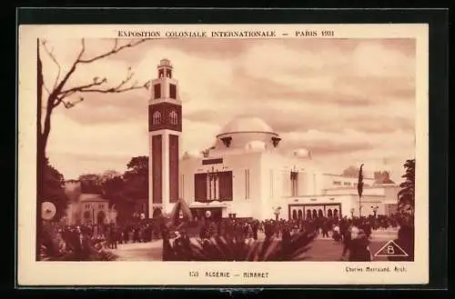 AK Paris, Exposition Coloniale Internationale 1931, Algerie, Minaret