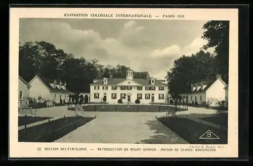 AK Paris, Exposition coloniale internationale 1931, Section des Etats-Unis, Maison de George Washington