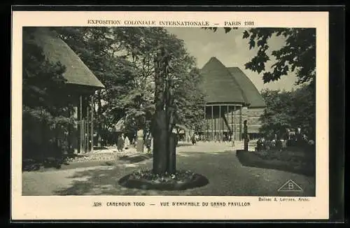 AK Paris, Exposition coloniale internationale 1931, Cameroun Togo, Vue d`Ensemble du Grand Pavillon