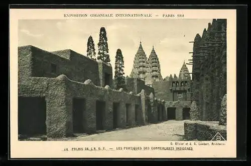 AK Paris, Exposition Coloniale Internationale 1931, Les Portiques des Commercants Indigenes