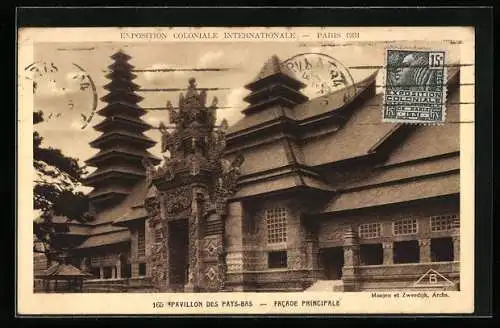 AK Paris, Exposition coloniale internationale 1931, Pavillon des Pays-Bas - Facade Principale