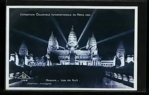 AK Paris, Exposition coloniale internationale 1931, Angkor-Vat, Vue de Nuit