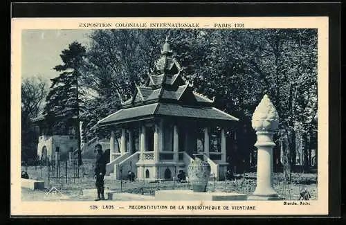 AK Paris, Exposition coloniale internationale 1931, Laos, Reconstitution de la Bibliotheque de Vientiane