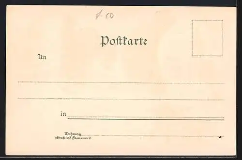 Lithographie Essen, Rathaus, Kaiser-Denkmal, Kanone, Stadtgarten