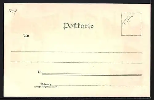 Lithographie Görlitz, Kaserne, Obermarkt, Elisabethstrasse