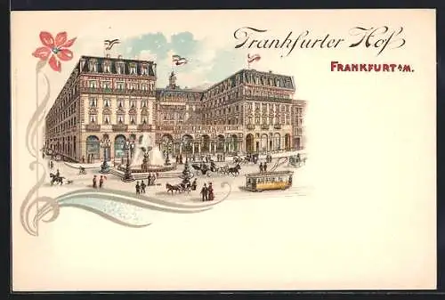 Lithographie Frankfurt /Main, Ansicht vom Hotel Frankfurter Hof