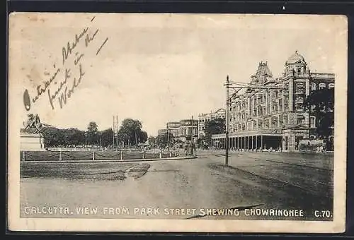 AK Calcutta, View from Park Street shewing Chowringhee