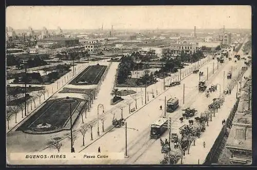 AK Buenos-Aires, Paseo Colón, Strassenbahn