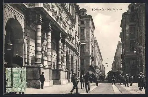 AK Torino, Via Milano, Strassenbahn