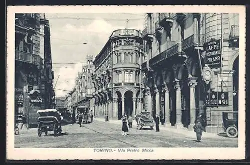 AK Torino, Via Pietro Micca, Strassenbahn