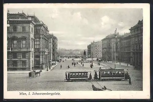 AK Wien, Schwarzenbergplatz mit Strassenbahn