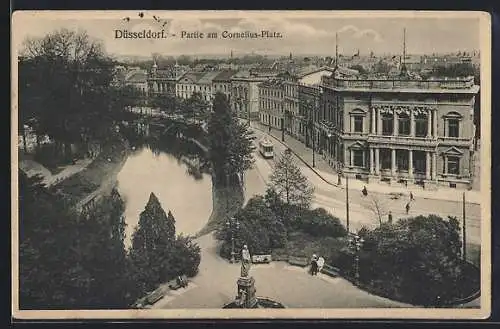 AK Düsseldorf, Cornelius-Platz mit Strassenbahn