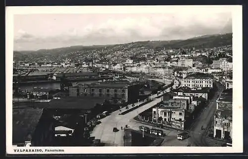 AK Valparaiso, Panorama, Strassenbahn