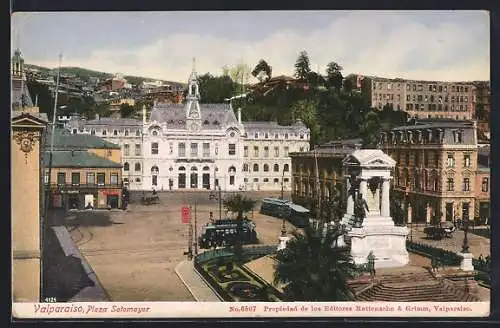 AK Valparaiso, Plaza Sotomayor, Strassenbahn