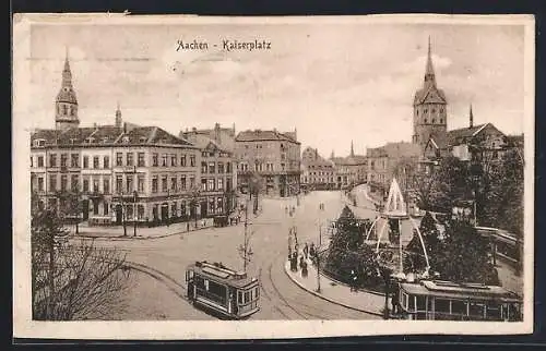 AK Bad Aachen, Kaiserplatz mit Strassenbahn