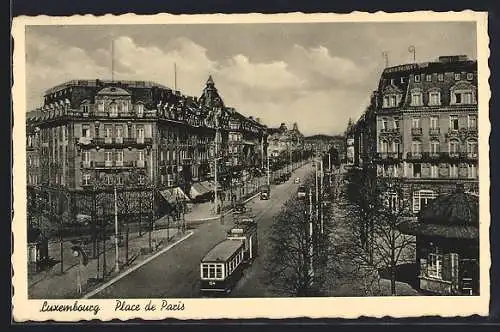 AK Luxembourg, Strassenbahn auf der Place de Paris