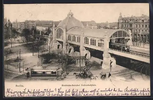 AK Berlin, Hochbahn-Bahnhof Nollendorfplatz mit Strassenbahn