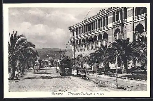 AK Genova, Circonvallazione a mare, Strassenbahn