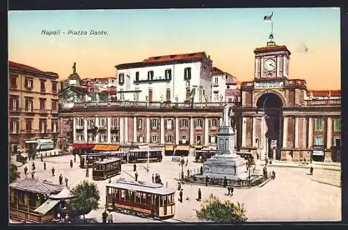 AK Napoli, Piazza Dante, Strassenbahn