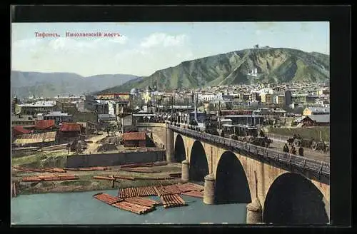 AK Tiflis, Pont Nicolas, Strassenbahn