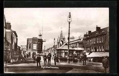 AK Maidstone, High Street with Tram, Strassenbahn